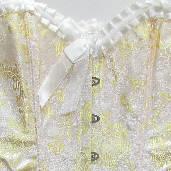 Gold Jacquard Ruffled Corset Set - NEW - Picture 5 of 11